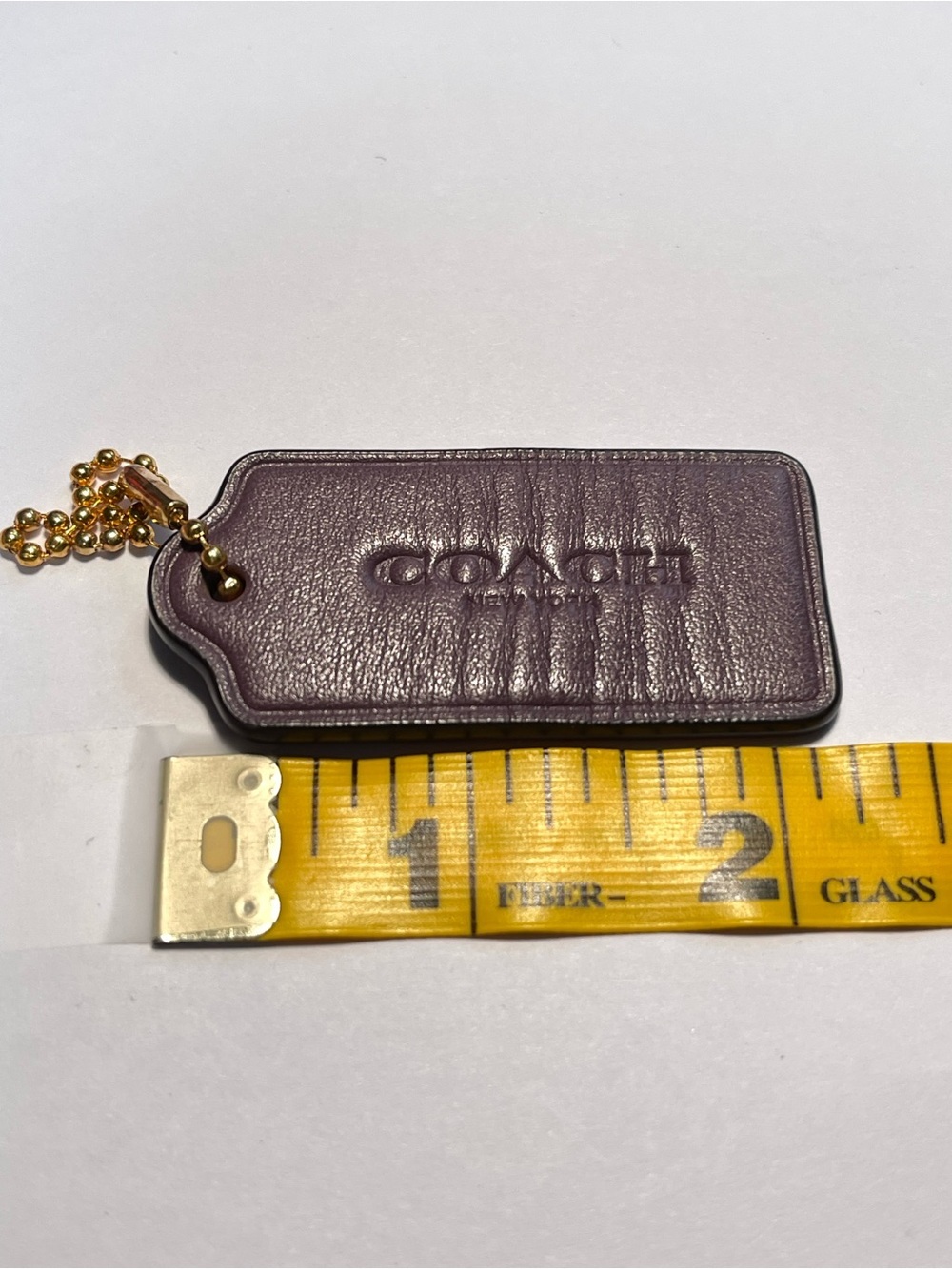 Coach Plum Leather Hang Tag with Gold Chain Accent - Picture 3 of 3